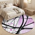 thumbnail image 4 of Pink Black Abstract Lines Round Area Rug 4Ft Washable Circle Rugs for Bedroom Dining Room, Modern Geometric Curves Non-Slip Carpet Floor Mats Indoor Outdoor Carpet Runner Aesthetic Home Decor, 4 of 8