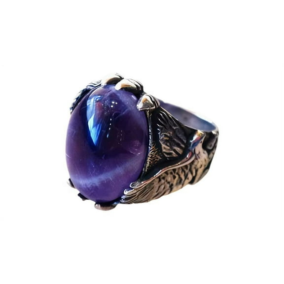 Amethyst Mans Ring, Natural Amethyst, Eagle Claw Ring, Silver Jewelry, 925 Silver Ring, Birthday Gift, Heavy Mens Ring, Arabic Design, Ottoman Style Ring, Christmas, Turkey Mens Signet Ring