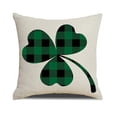 thumbnail image 3 of St. Patrick’s Day Green Pillow Covers Set of 4 Decorative - 18 x 18 inches Buffalo Check Clover Lucky Shamrock Modern Pattern Linen Pillow, 3 of 9