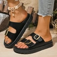 thumbnail image 2 of IUJSOY Platform Sandals for Women 2025 Comfortable Slides Open Toe Slippers Double Buckle Beach Shoe, 2 of 9