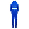 thumbnail image 3 of TiaoBug Kids Girls Latin Dance Outfit 2 Piece Cold Shoulder Long Sleeve Tassels Crop Top with Fringe Pants Set Royal Blue 14, 3 of 5