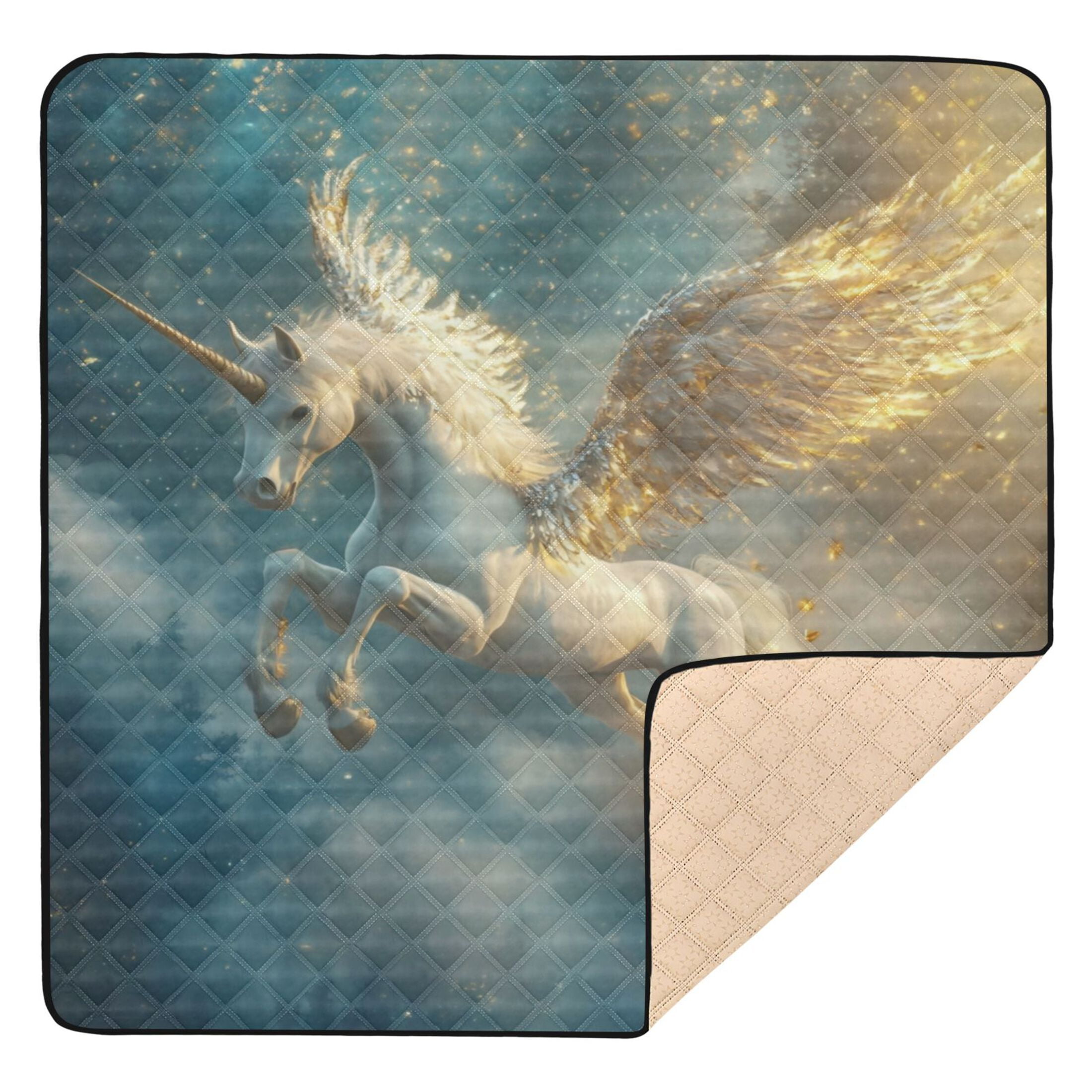 WOBOGO Starry Sky Pegasus Baby Playmats Extra Large Waterproof Rollable Activity Pads for Toddlers 50×50inch