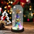 thumbnail image 6 of Mini Christmas tree glass cover ornament, multicolor LED light decoration battery powered, transparent glass desktop display, for holiday home and office decor, 6 of 6