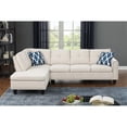 thumbnail image 4 of HomeStock Sophisticated Simplicity Sectional Sofa With Ottoman, Living Room Set, Left Facing Chaise, 2 Cup Holders, 2 Throw Pillows, Tufted Back and Seat - 99.5"D x 67"W x 32"H-Color:Beige, 4 of 10