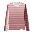 thumbnail image 4 of Karoyedx Women's Clothing Womens Striped Long Sleeve Shirts Fall Outfits 2025 Color Block Tops Fashion Clothing Ribbed Crewneck Tee Blouses Red Size,S, 4 of 4