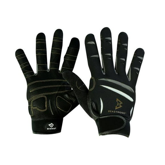 Bionic Glove BMFF-M-P-BK-MD Mens Beast Mode Fitness Full Finger - Black, Medium