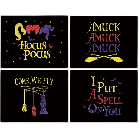 

Halloween Placemats Hocus Pocus Witches Amuck I Put a Spell on You Place Mats for Dining Table Sanderson Sisters 12 x 16 Inch Holiday Every Day Use Dinner Mat Home Decor Set of 4