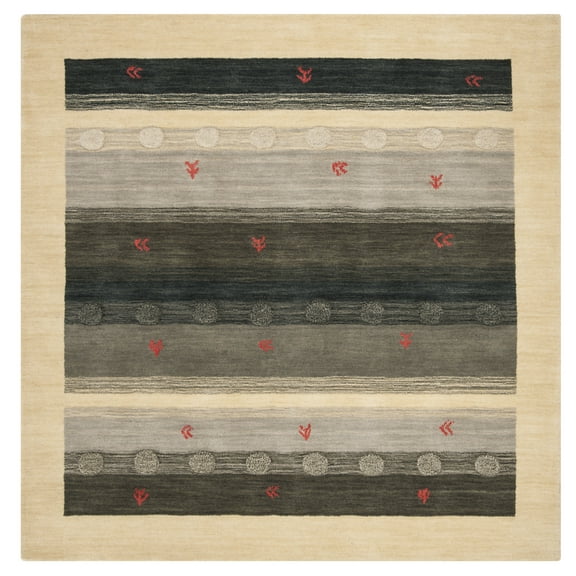 SAFAVIEH Himalaya Roswell Striped Wool Area Rug, Cream/Blue, 6' x 6' Square