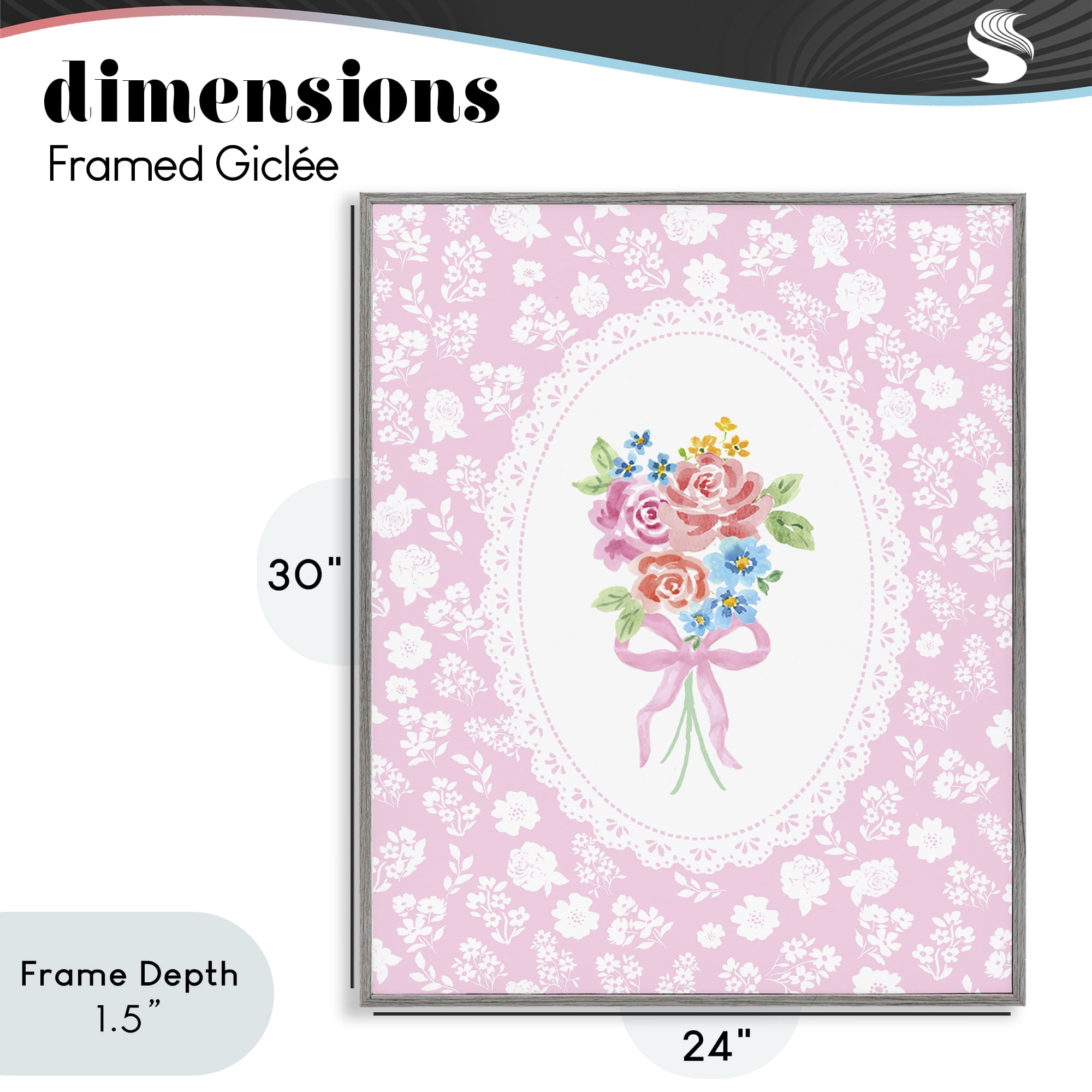 Stupell Industries Pink Feminine Bouquet Gray Framed Giclee Art, design by Corinne Haig