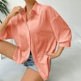 thumbnail image 5 of ShiShine Women's Oversized Long Sleeve Button Down Shirts Blouses Tops Collared Fall Tunics, 5 of 9