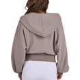 thumbnail image 5 of Female Zip Up Hoodies Cropped Sweatshirts Casual Comfy Cute Zip Jackets Fashion Trendy Fall Outfits Light Brown S, 5 of 9