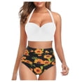 thumbnail image 2 of Mujeres Estampado floral Cintura alta Crop Tops + Shorts Traje de baño de dos piezas HalterBeachwear OAVQHLG3B Store  lin121212, 2 of 4