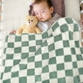 Baby Blanket for Girls 3D Checkerboard Grid Fleece Fluffy Fuzzy Blanket