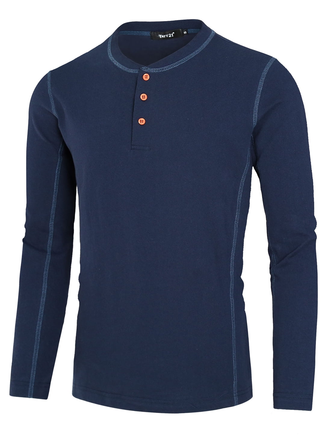 Unique Bargains Men's Long Sleeve Casual Cotton Pullover Henley T