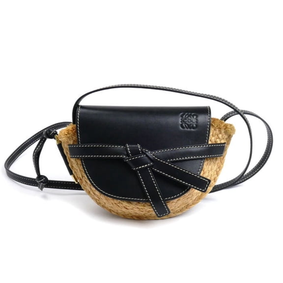 Pre-Owned LOEWE Gate Mini Shoulder Bag Black Natural 329.13.U62 Women's (Good)