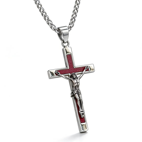 ZMY Home Stainless Steel Jesus Crucifix Cross Necklace for Men Women, Christian Cross Pendant Necklace with Chain, Religious Jewelry Gift