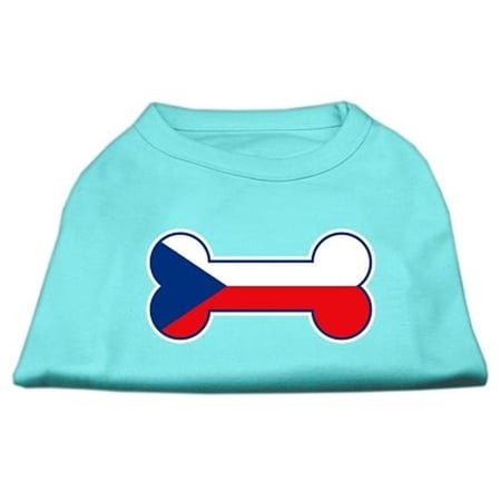Bone Shaped Czech Republic Flag Screen Print Shirts Aqua XXL - 18