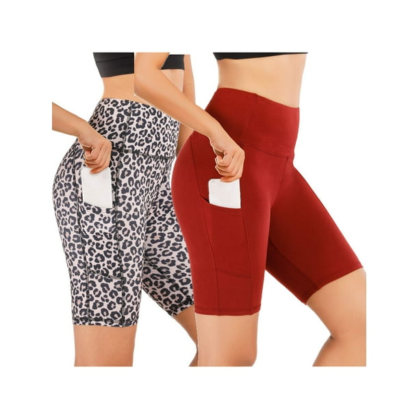 UKAP 2 Pieces Women High Waist Print Workout Yoga Shorts with Pockets