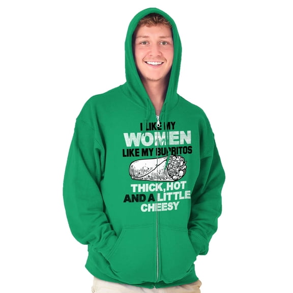 Thicc Hot Burrito Funny Taco Tuesday Zip Hoodie Sweatshirt Men Brisco Brands 2X