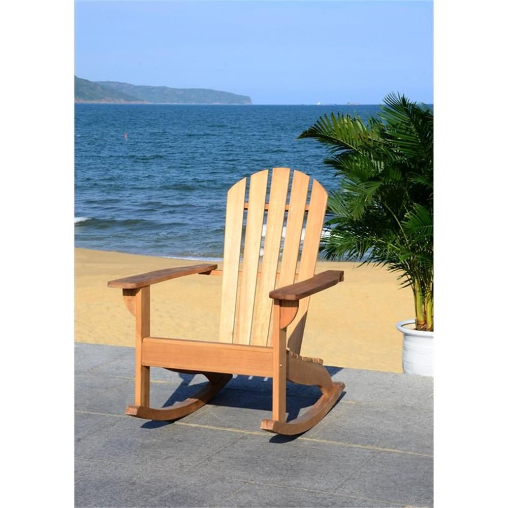 Pemberly Row Eucalyptus Wood Outdoor Adirondack Chair in Teak Natural