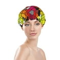 thumbnail image 3 of Disketp Colorful Tie Dye Stained Glass 1 Shower Caps,Reusable Shower Cap For Women, Double Layer Waterproof Hair Cap, Large Size For All Hair Lengths,For Girls Spa Home Salon Use, 3 of 9