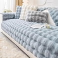 thumbnail image 1 of Thick Rabbit Plush Sofa Covers,Non Slip Faux Fur Sofa Cover for L Shape Sectional Sofa Slipcover, Furniture Protector Fluffy Slipcovers for Living Room (Blue,110 * 110cm/43.3 * 43.3in), 1 of 6