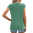 thumbnail image 5 of Olyvenn Womens Eyelet Tops Short Sleeve Shirts Blouses for Women Dressy Casual Cap Sleeve Tops with Curved Hem Green L, 5 of 9