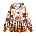 thumbnail image 6 of Xdegoge Womens Fall Pumpkin Print Hooded Sweatshirts Long Sleeve Babydoll Peplum Pullover Ruffle Hem Graphic Tops Casual Thanksgiving Clothes, 6 of 7