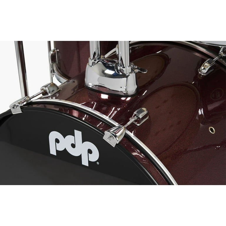 PDP Center Stage 5-Piece Drum Kit with Hardware and Cymbals (Ruby Red  Sparkle) 