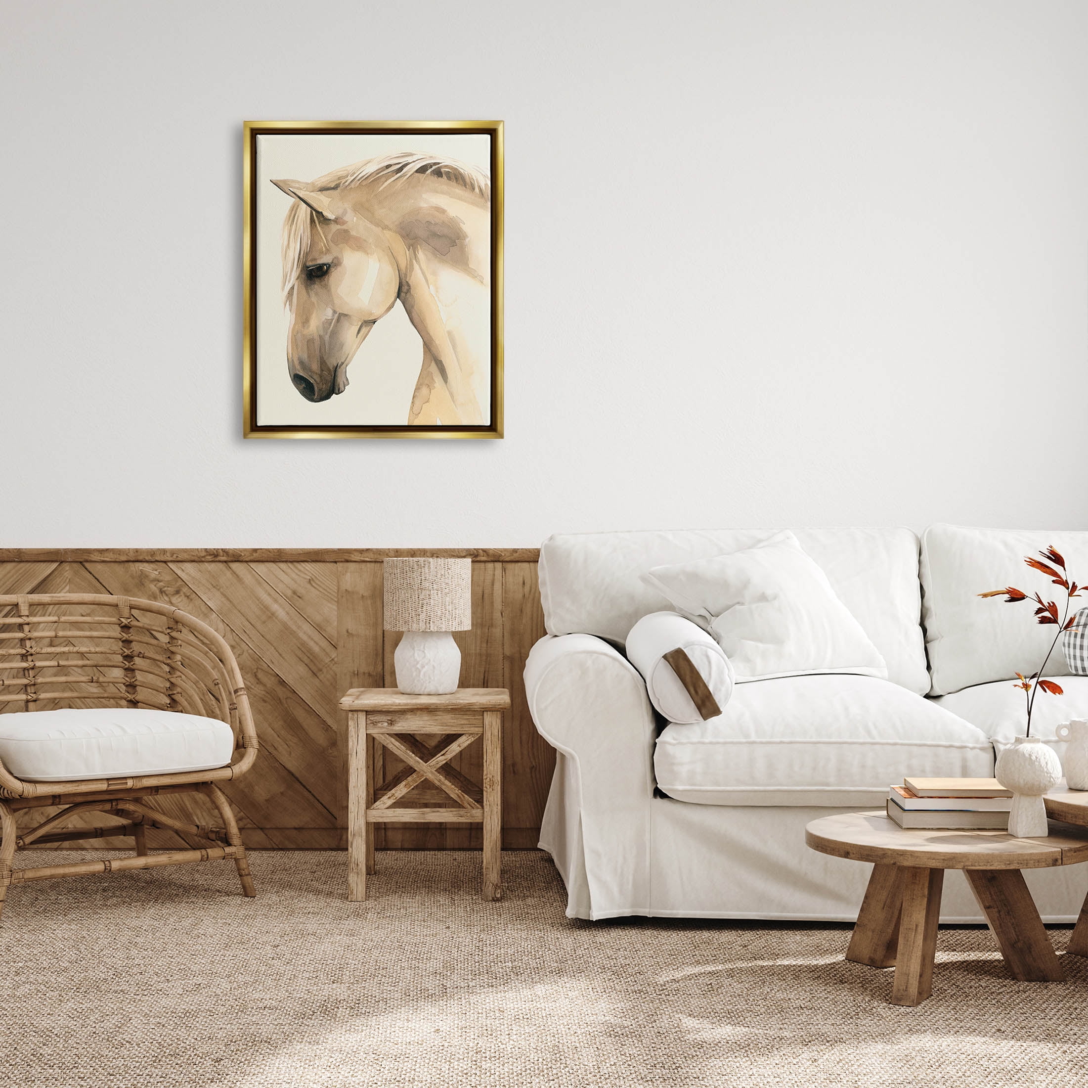 Stupell Industries Country Horse Farm Animal Portrait Graphic Art Metallic Gold Floating Framed Canvas Print Wall Art, Design by Grace Popp