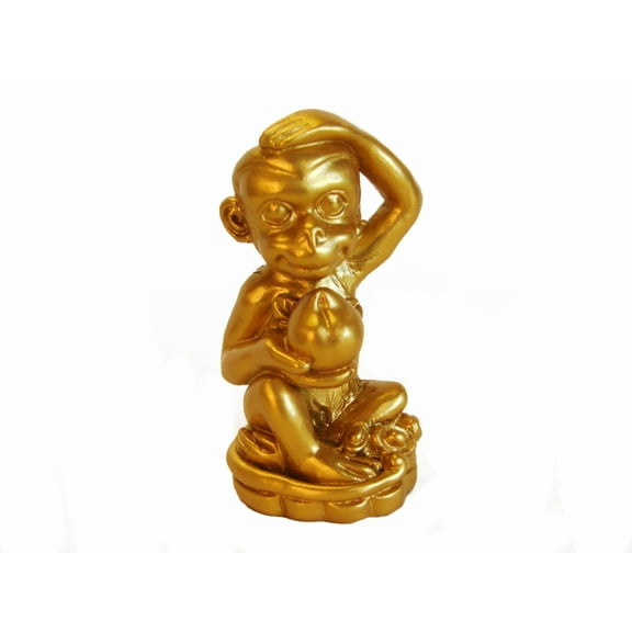 Sitting Golden Monkey with Peach for Year of the Monkey