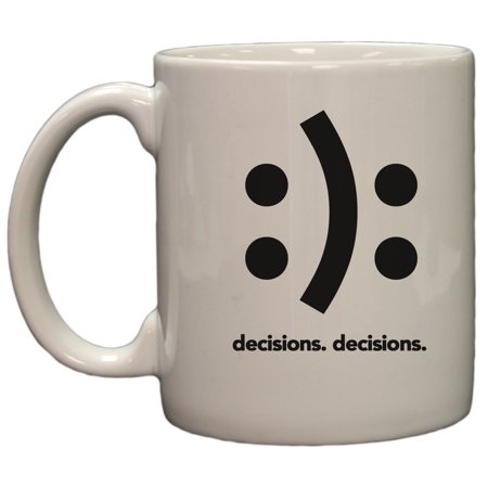 Decisions Decisions Happy Sad Face Funny HTML Humor 11oz Coffee Mug