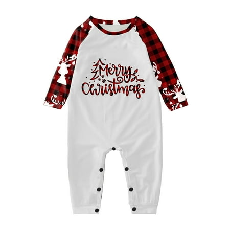 

Christmas Family Matching Pajamas Cute Christmas Letters Print Pattern Pajamas Plaid Long Sleeves Baby Soft And Comfortable Festive Pajamas For Baby