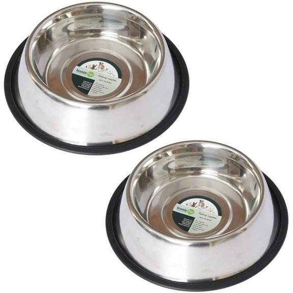 Iconic Pet 2-Pack Stainless Steel Non-Skid Pet Bowl For Dog or Cat, 8 Oz, 1 Cup