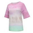 thumbnail image 4 of QUNYINEY Pullover Women's Tops Casual Crew Neck Short Sleeve Gradient Tops Loose Womens Tops, 4 of 6