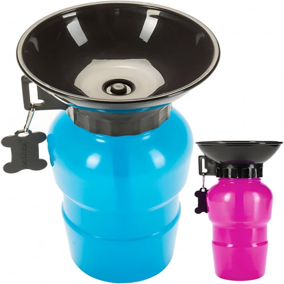 ACDANC Innovative Dog Water Bottle, 21oz Portable Pet Water Dispenser with Folding Bowl, Safe and Non-Toxic, Detachable and Dishwasher Safe for Easy Cleaning