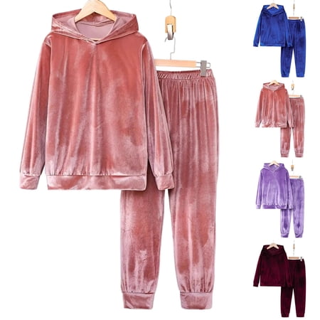 BiZtdJrK Womens Velour Sweatsuits Casual Long Sleeve Hooded Sweatsuits and Sweatpants Pajama 2 Piece Jogging Tracksuits Sets Purple M