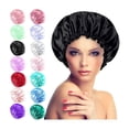 thumbnail image 3 of Satin Bonnet Sleeping Cap Double Layer Elasticated Trim Soft Night Hat for Woman, 3 of 6