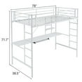 Zimtown Twin Loft Bed with Desk, Metal Bunk Bed, 2 Storage Shelves