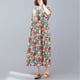 thumbnail image 2 of Vestido de lino de algod贸n para mujer, vestido largo vintage de manga corta con cuello redondo Irfora  4, 2 of 7