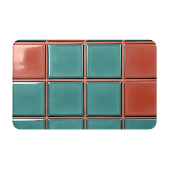 Blue Red Ceramic Square Rugs Washable Cover Floor Rug Carpets Home Decorations for Bathroom Kitchen Bedroom Indoor 31.5x20 inch