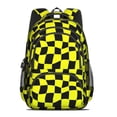 thumbnail image 2 of Yellow and Black Wavy Checkered Backpack for School, Cute School Bag with Adjustable Shoulder Straps and Padded Back, 16.9"x12.6"x5.9", 2 of 5