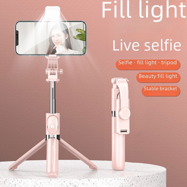 Palo selfie Bluetooth para teléfono móvil alargado de 1 m con luz de relleno, soporte de trípode de escritorio integrado de mano