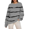 thumbnail image 2 of miqiqism Women Striped Oversized Sweatshirt Juniors Trendy Color Block Crew Neck Sweatshirts Comfy Long Sleeve Shirt Casual Drop Shoulder Pullover Top Fall Clothes,Gray,Small, 2 of 6