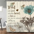 thumbnail image 2 of Rustic Elegant Teal Tulip Shower Curtain, Bible Verse Inspirational Motivational Quote Fabric Shower Curtain Set, Polyester Vintage Farmhouse Floral Bathroom Accessory with Hook 72x72Inch, Beige, 2 of 5