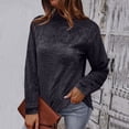 thumbnail image 2 of JGGSPWM Womens Fleece Tops Solid Fuzzy Bottom Blouse Shaerpa Pullover Tunic Crewneck Regular Fit Tshirt Tee Shirts Long Sleeve Tops Dark Gray L, 2 of 8