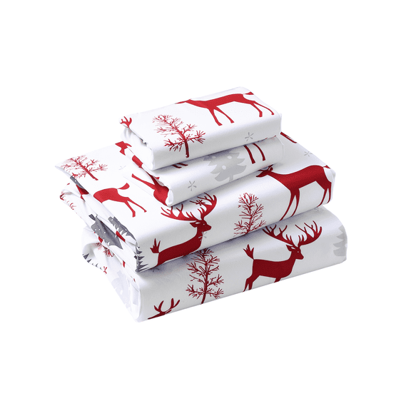 Christmas Sheets Queen, Soft Brushed Microfiber Bed Sheet Set, 16 Inches Deep Pocket Fitted Sheet