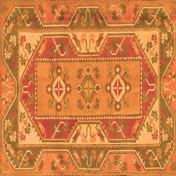 Ahgly Company Indoor Square Oriental Orange Traditional Area Rugs, 5' Square