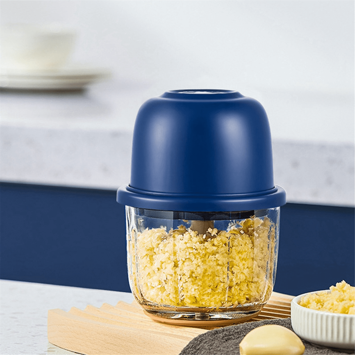 Garlic Chopper Portable Food Processor, Mini Onion Chopper, Cordless Meat Grinder with USB Charging