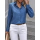 thumbnail image 5 of Camisas con Botones para Mujer, Blusas de Larga, Blusas Casuales Lisas para Oficina y Trabajo Azul Vaquero M, 5 of 7